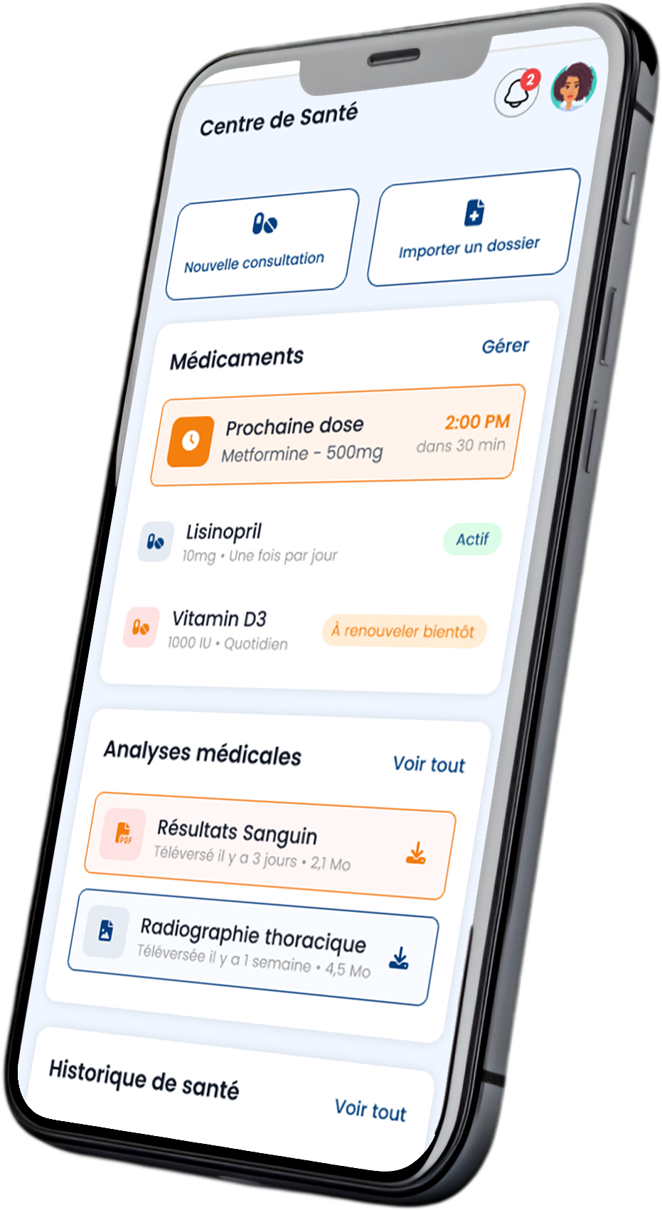Aperçu de l’application, écran 2